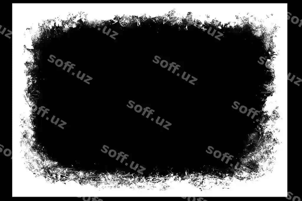 Qora boya bosimi freymi, qattiq chetlar bilan | Black paint stroke frame with rough edges