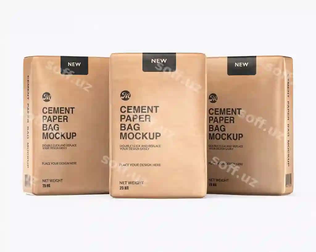 Tsiment qog'oz baglari namuna shablon psd | Cement paper bags mockup template psd
