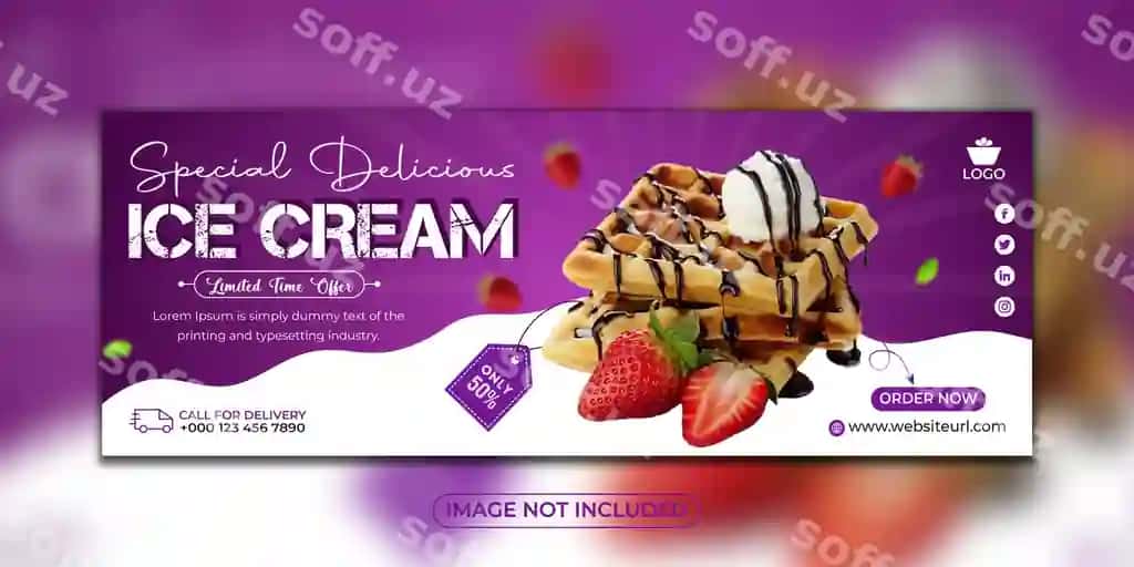 Maxsus mazali muzlatma Facebook varaq dizayn shabloni | Special delicious ice cream facebook cover design template