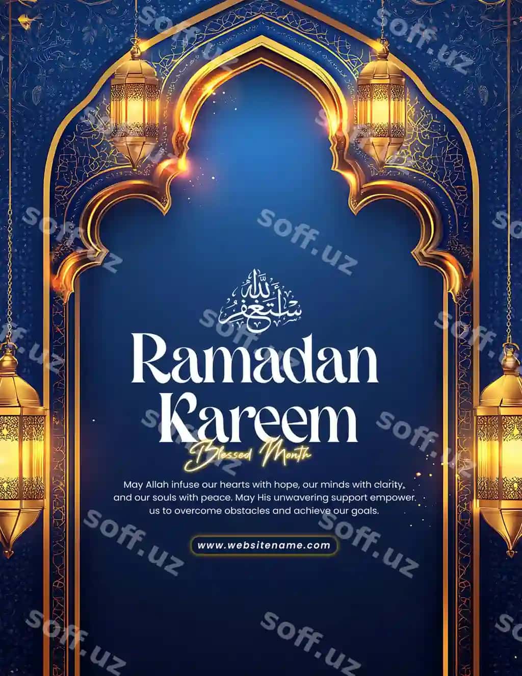 Poyeztr masjid ko'k fon bilan dizayn bilan | Poster mosque with blue background with blue background with design