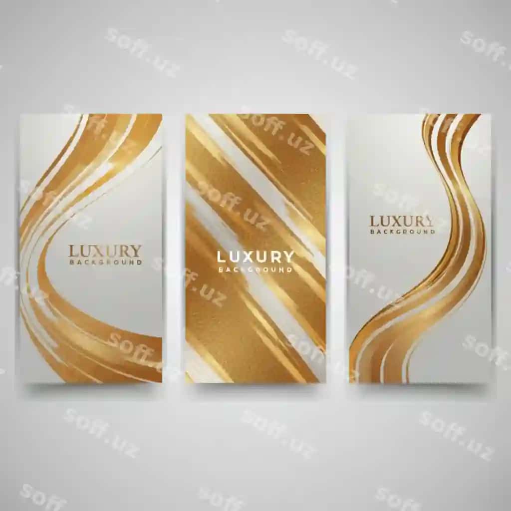 O'rnat uchta broshyur oltin-kumrush chiziqlari bilan | Set three pamphlets with gold silver stripes