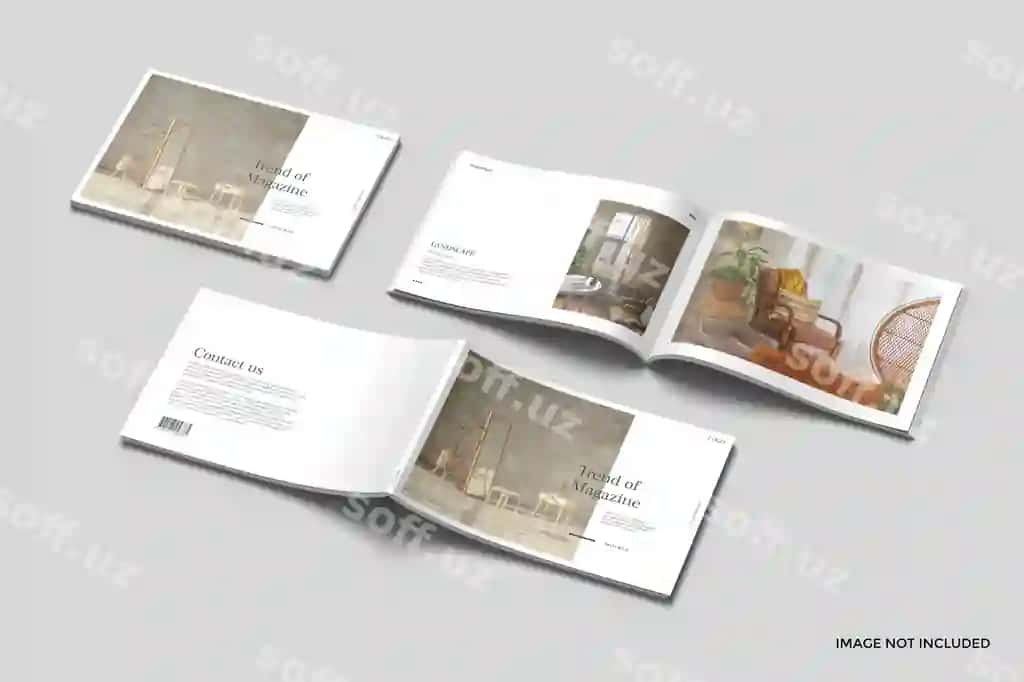 A4 gorizontal jurnallar namunasi | A4 landscape magazines mockup