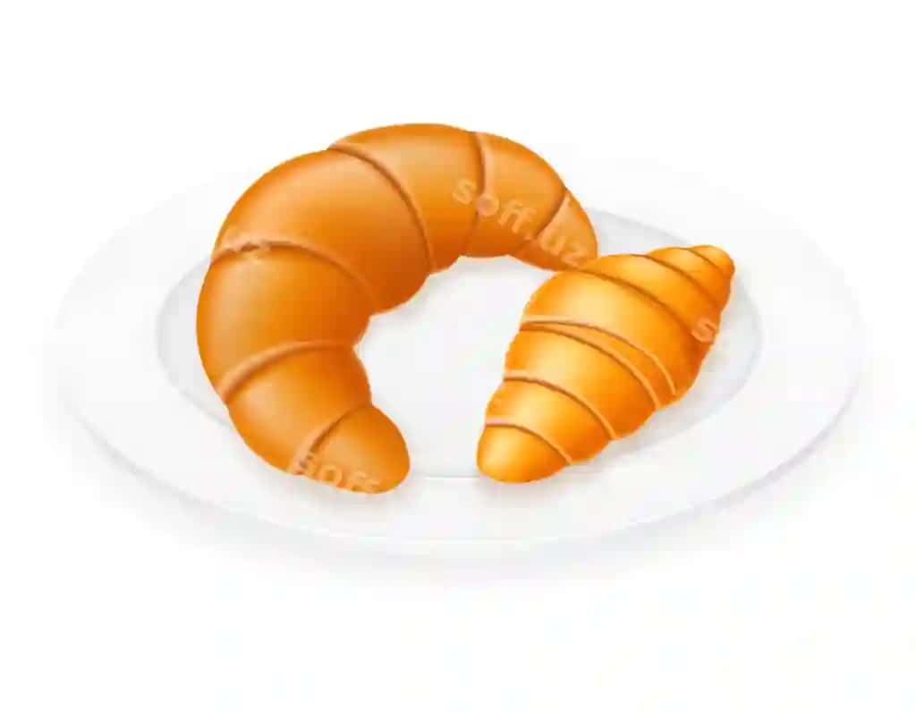 Kruasontlar joylangan likop vektor illustratsiyasi | Croissants lying plate vector illustration