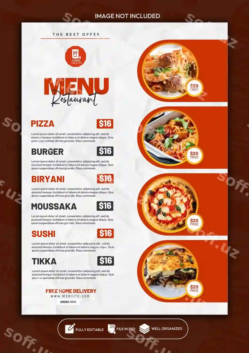 Restoran maxsus taomlar menyu plakat dizayn shabloni | Restaurant special food menu poster design template
