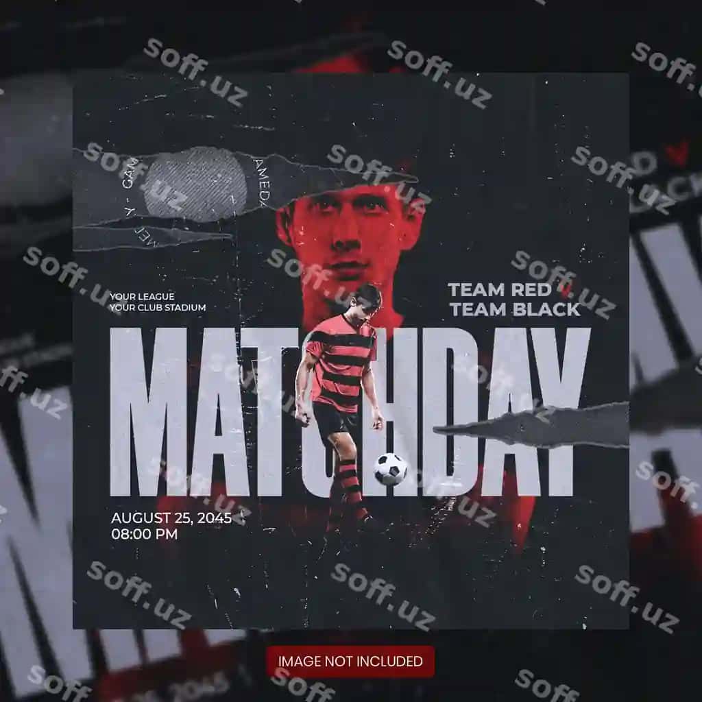 Jalb etish uchun gʻalaba rejasi klub kvadrati ijtimoiy media banneri | Soccer football match schedule club square social media banner