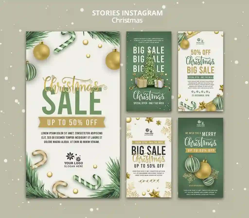 Rojdestvo sotuvi instagram hikoyalari dizayn shabloni | Christmas sale instagram stories design template