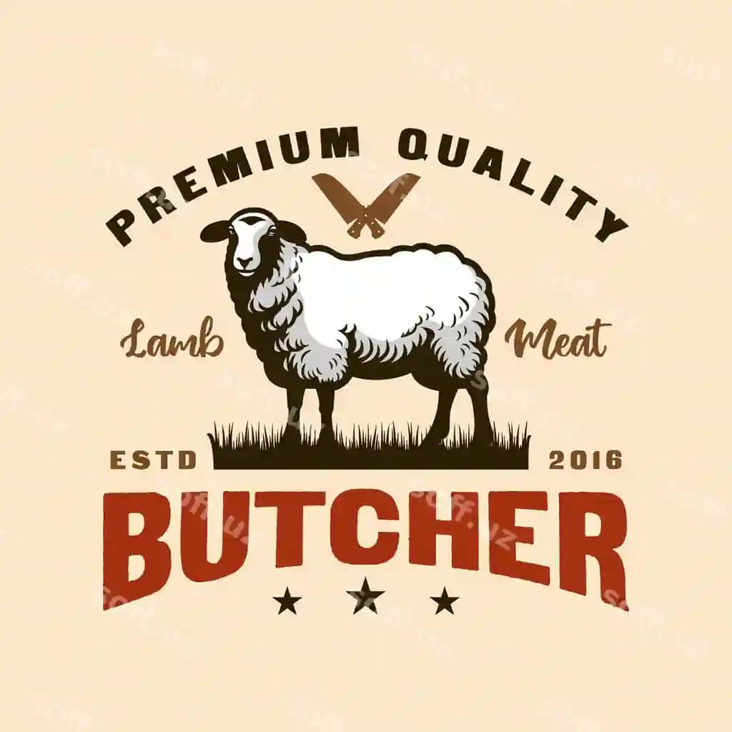 To'ng'ich uyi qo'ya go'shti o'yvo magazini vintaj logotipi | Lamb farm sheep meat butchery shop vintage logo