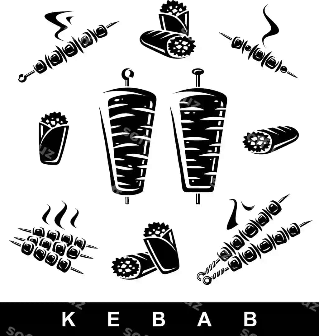 Kebablar to'plami ikonasi kebablar vektori | Kebab set collection icon kebabs vector