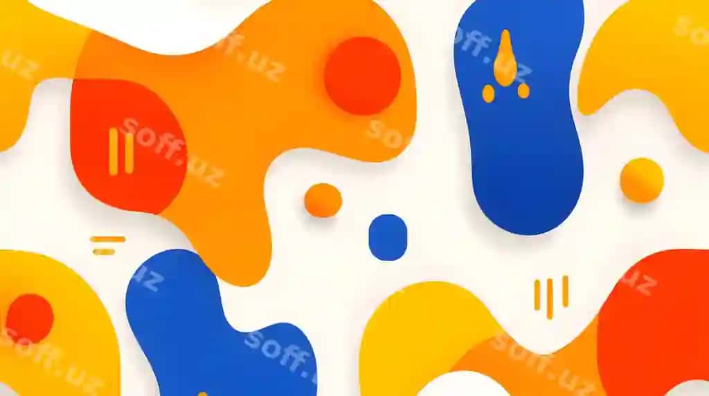 Abstrakt rangli shakllar orqa fon apelsin ko'k sariq | Abstract colorful shapes background with orange blue yellow