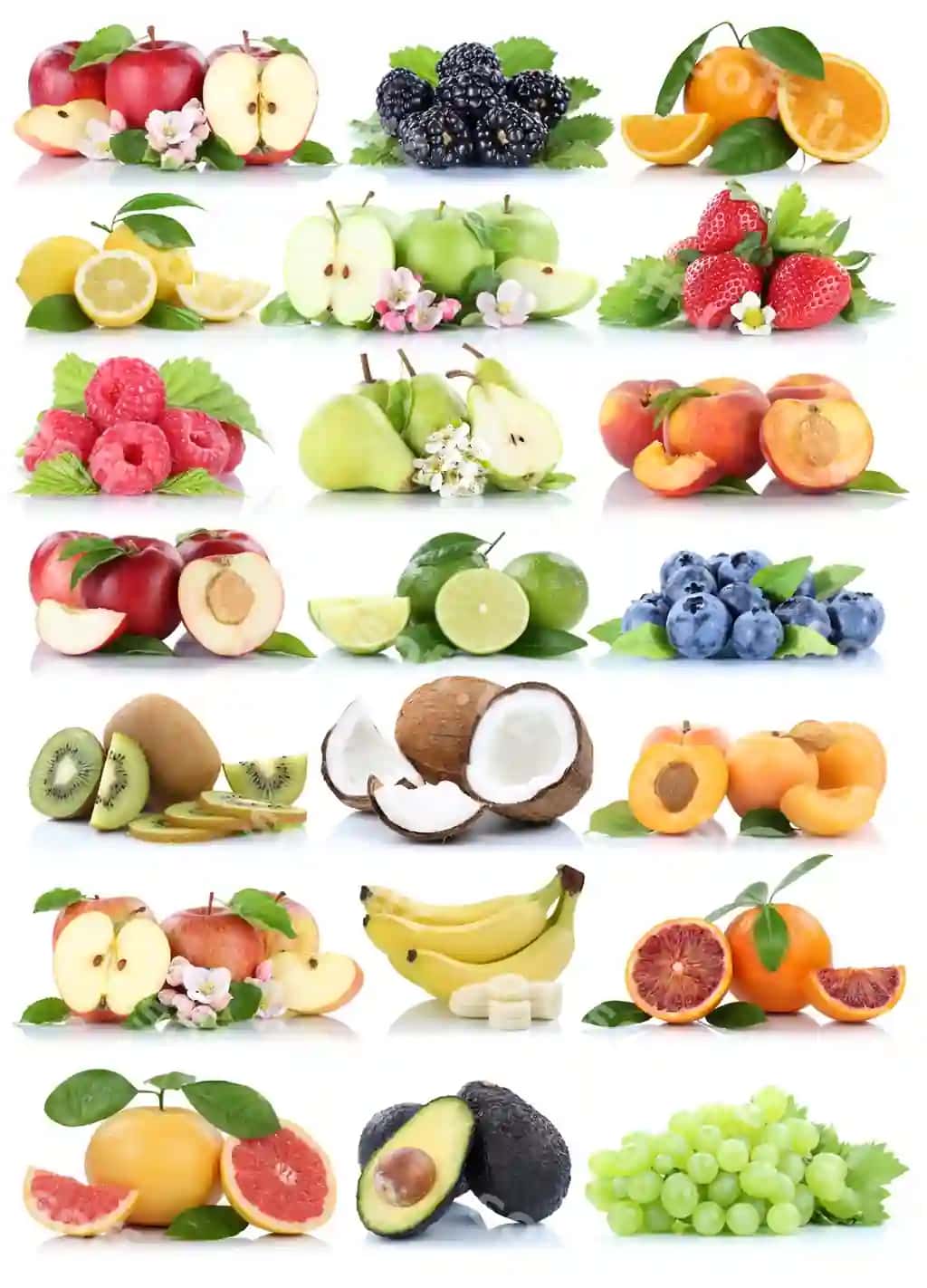 Mevalar olma apelsin boringlar olmalar apelsinlar banan uzum organik meva qurdiuvir nok to'plama ajralangan | Fruits apple orange berries apples oranges banana grapes organic fruit strawberry pear collection isolated