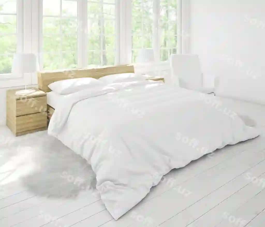 Realistik yorqin ikki yutraxonali xona namunasi | Realistic bright double bedroom mockup