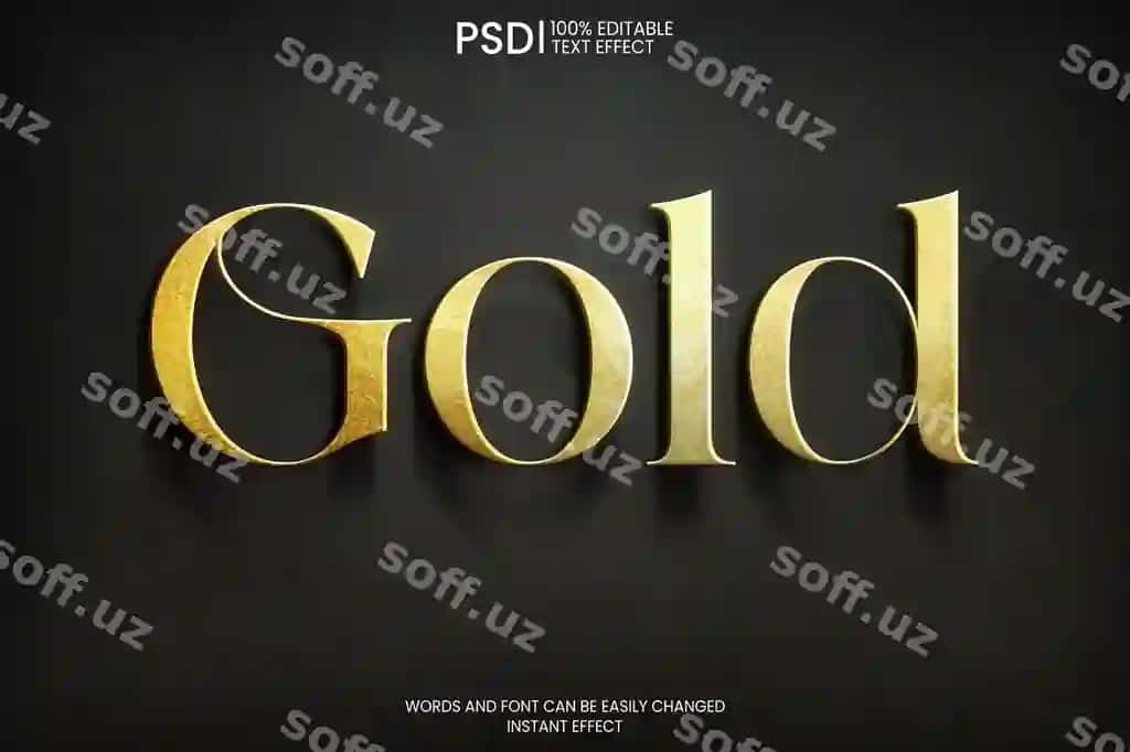 Oltin matn effekti qora orqa fonda | Golden text effect black background