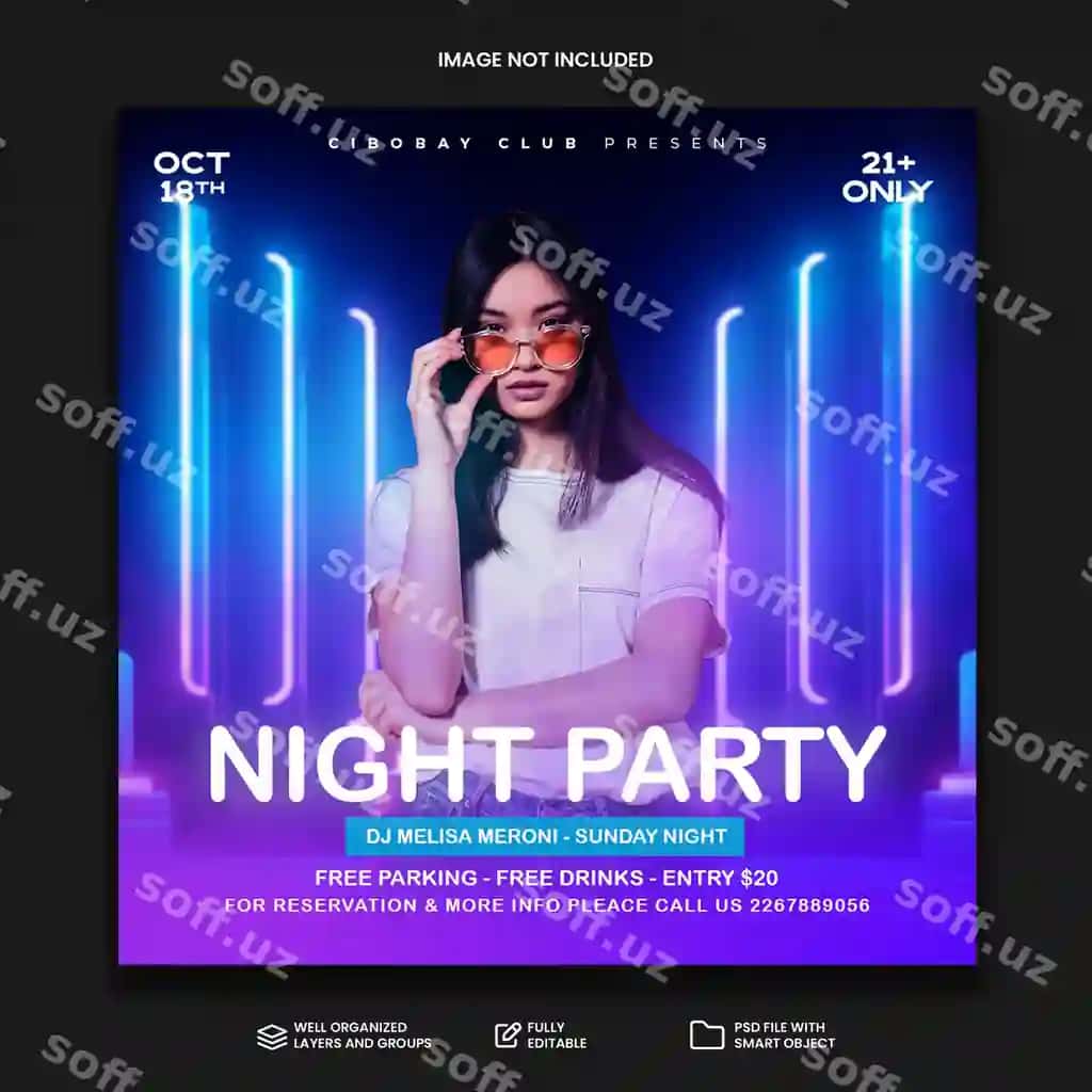 Psd klub dj to'yachi flyer ijtimoiy media post web banner shabloni | Psd club dj party flyer social media post web banner template