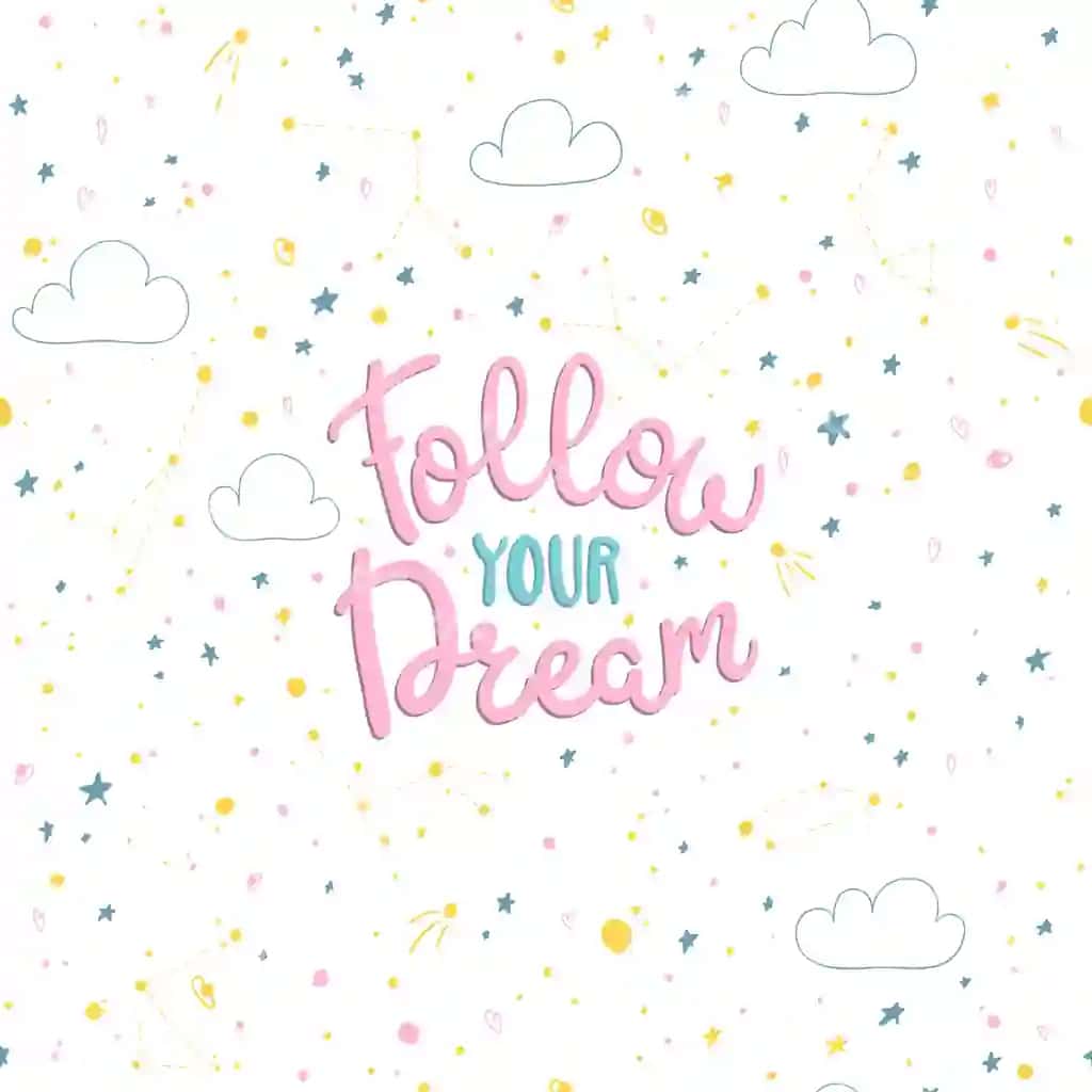 Orqingizdagi hayollarga intiling yozuvni orqa fonda uzsiz naqsh fazoda | Follow your dreams lettering background seamless pattern with space