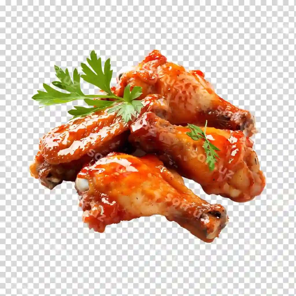 Tovuq ayluqalari ajraltirilgan shaffof fonda buffalo ayloqasi | Chicken wings isolated transparent background buffalo wing