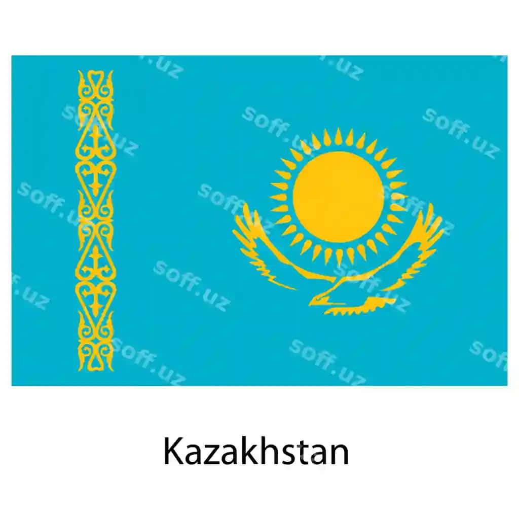 Qazogʻiston davlat bayrogʻi vektor illustratsiyasi | Flag country kazakhstan vector illustration