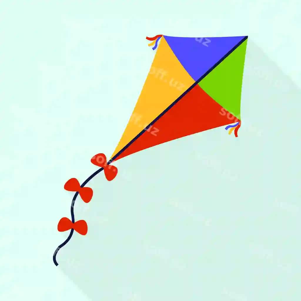 Rangli qamchi galstuk ikonkasi bilan tekkan illustratsiya rangli qamchi | Colorful kite with bow tie icon flat illustration colorful kite