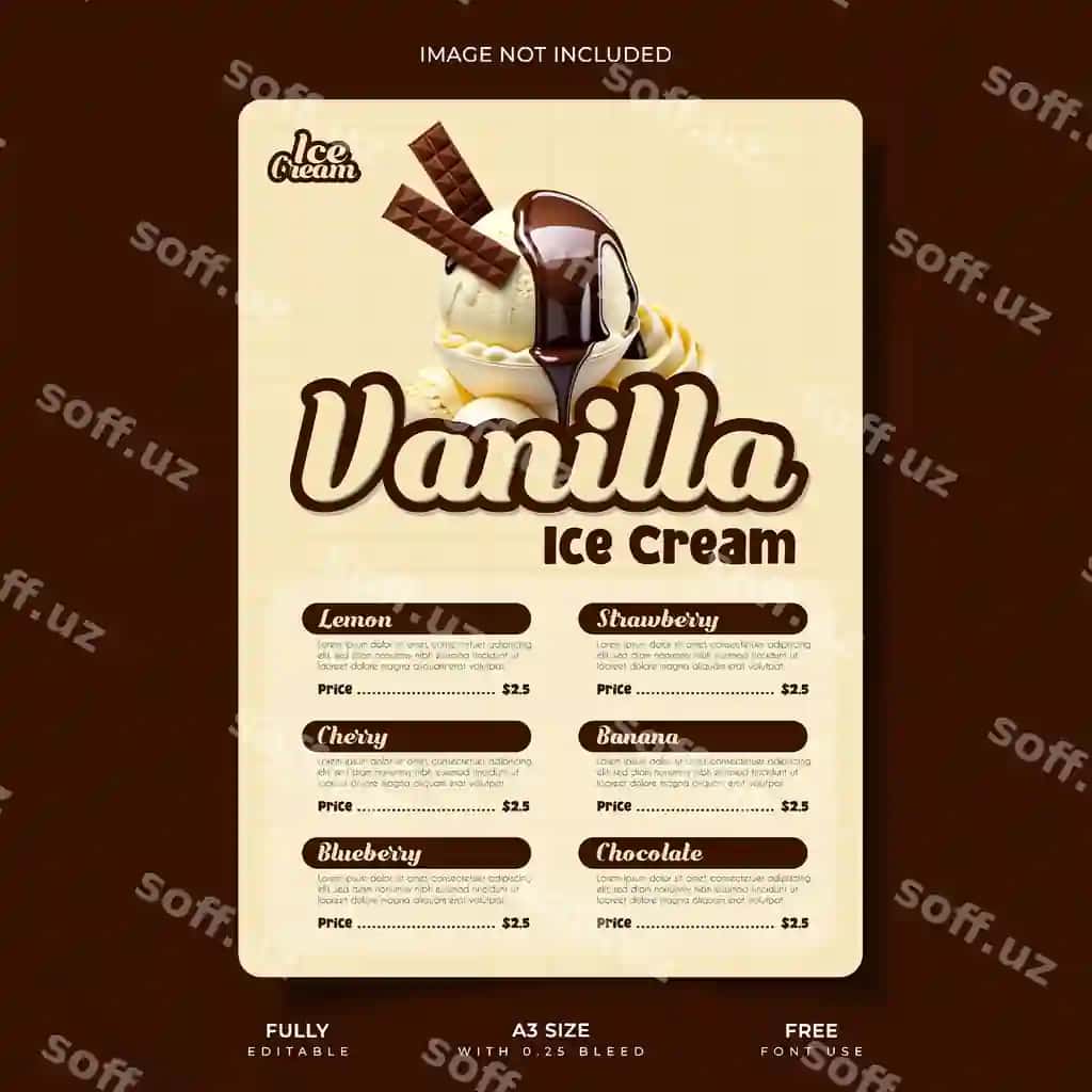 Ijodkor Muzqaymoq Reklama Afisha Shabloni | Creative ice cream promotional poster template