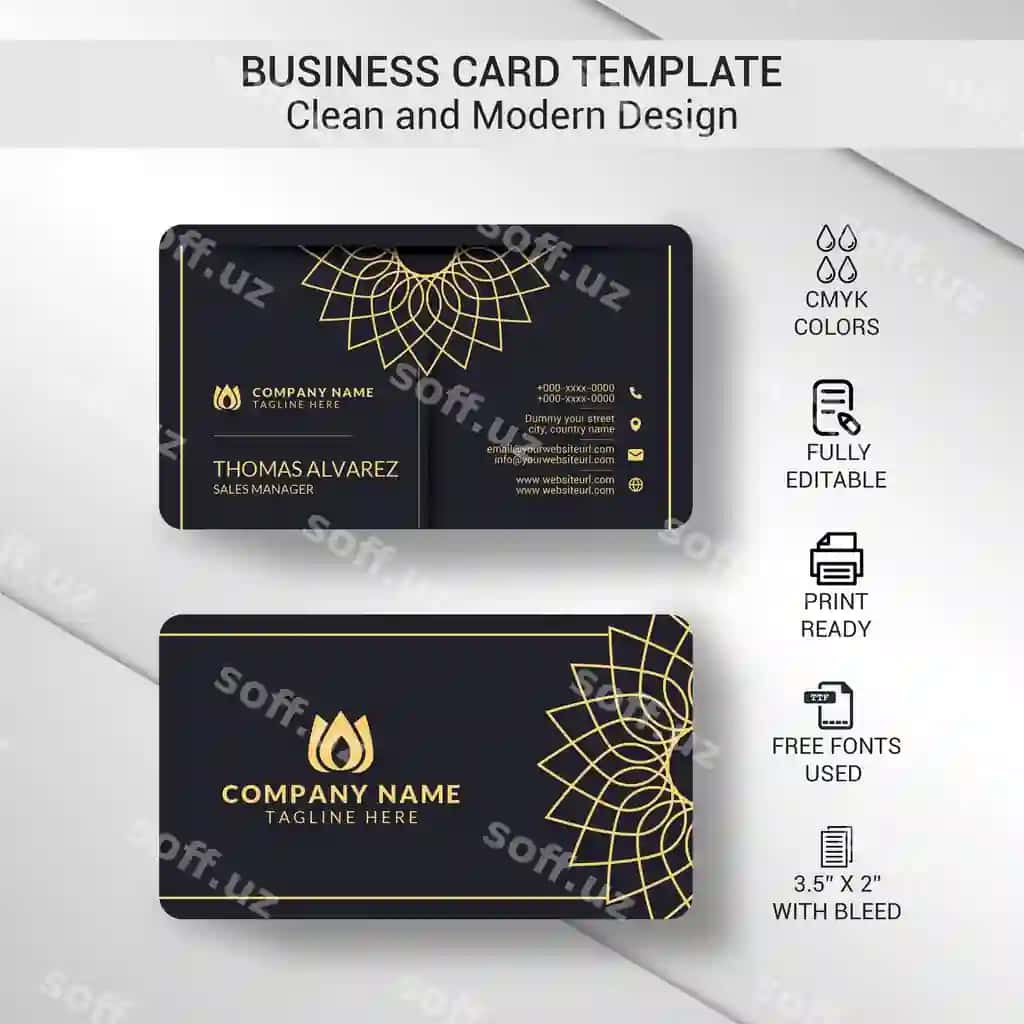 Qimmatbaho dekorativ naqshli biznes karta shabloni | Luxury decorative ornamental business card template