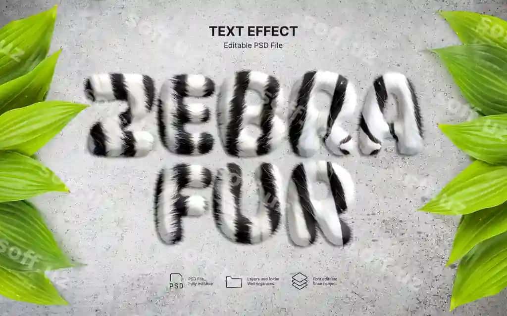 Zebra bosima matn effekti | Zebra print text effect
