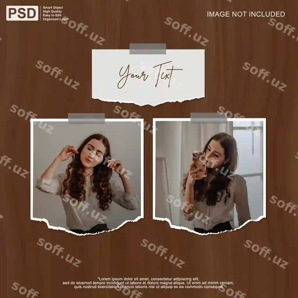 Portret yirtilgan qog'oz foto ramka namunasi | Portrait torn paper photo frame mockup