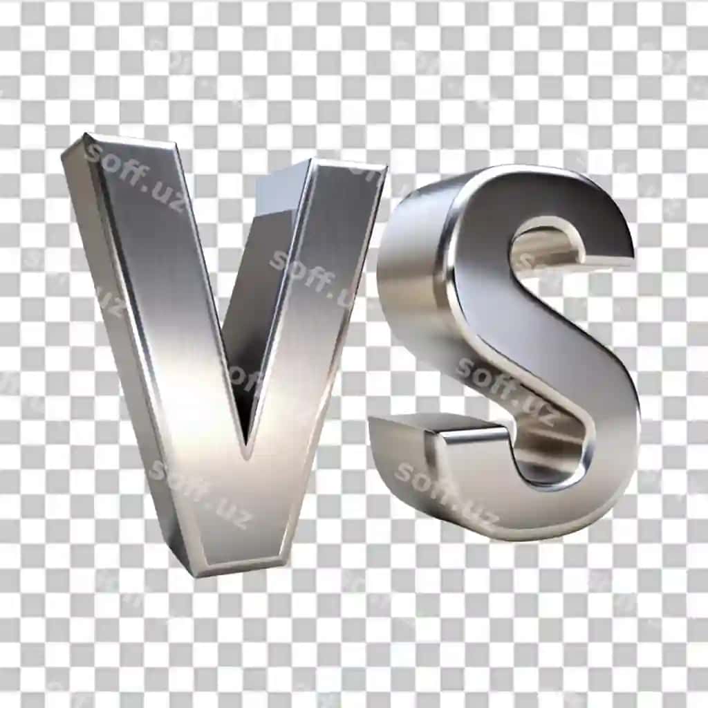 Versus kontseptsiya metal 3D vs harflar ajraltirilgan shaffof fonda | Versus concept metal 3d vs letters isolated transparent background