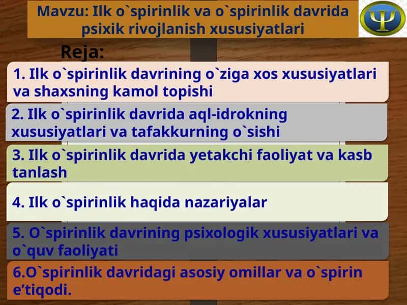 Ilko`spirinlik va o`spirinlik davridagi psixik rivojlanish xususiyatlari