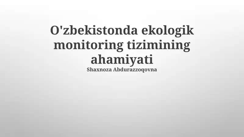 Ekologik Monitoring Tizimi