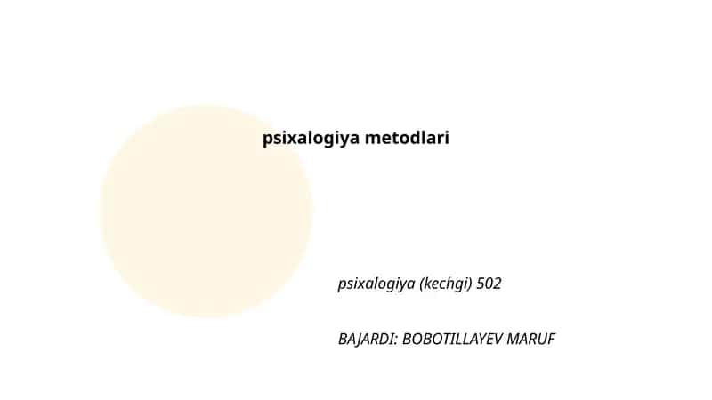 Psixalogiya Metodlari