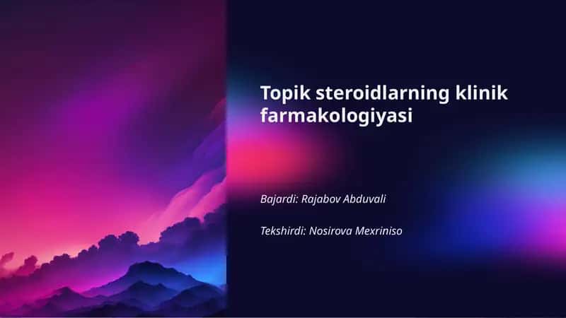 Topik steroidlarning klinik farmakologiyasi