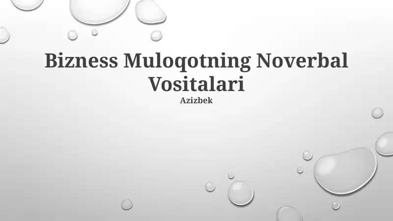 Bizness Muloqotning Noverbal Vositalari