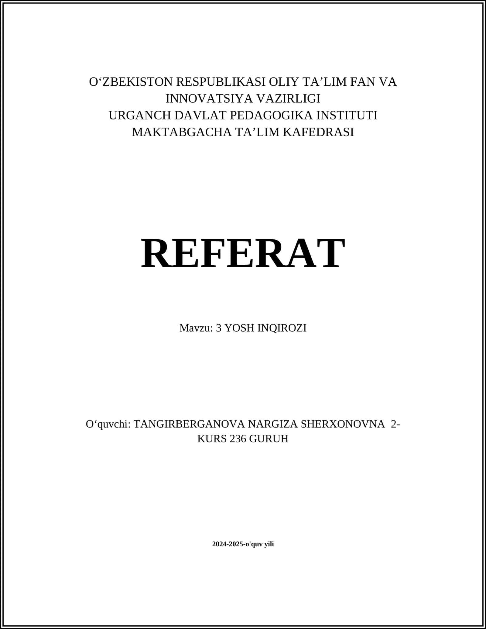 Referat 3 YOSH INQIROZI