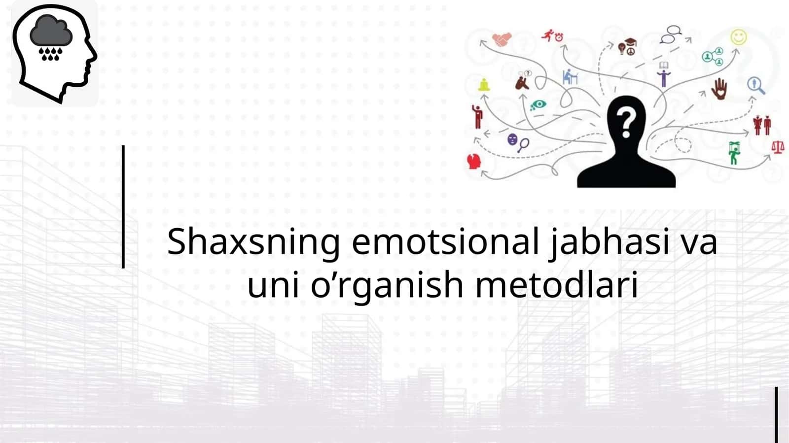 Shaxsning emotsional jabhasiva uni o’rganish metodlari