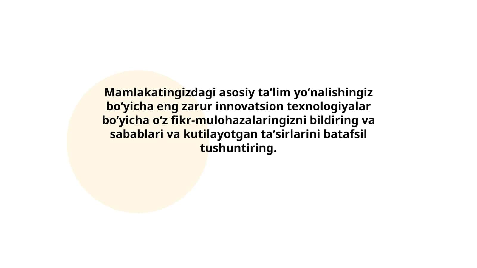 Asosiy taʼlim yoʻnalishi innovatsion texnologiyalar