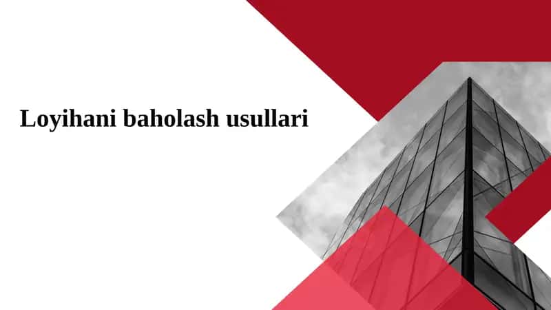 Loyihani baholash usullari