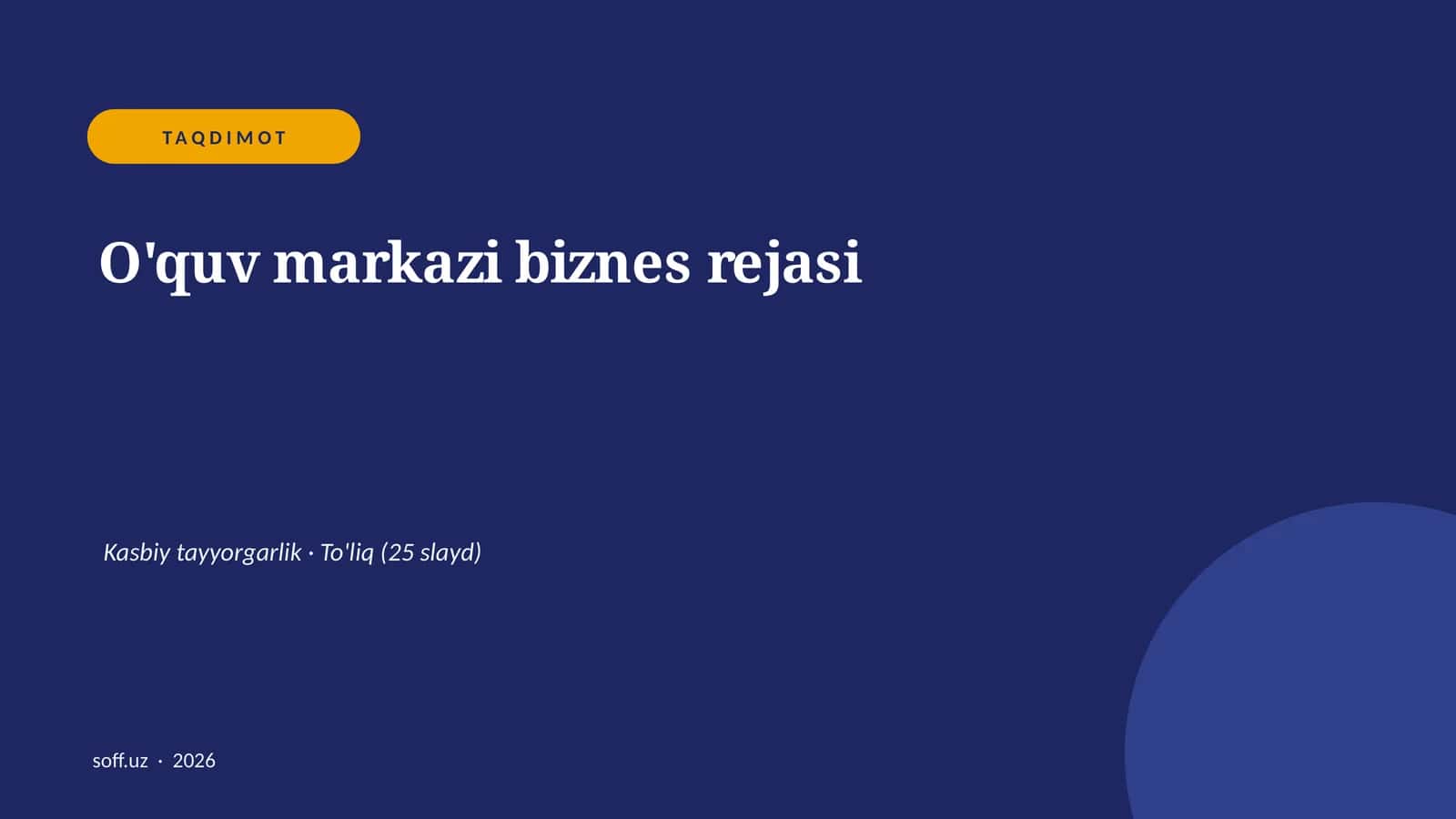 O'quv markazi biznes rejasi