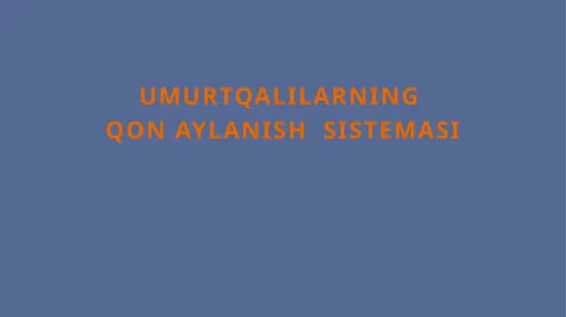 Umurtqalilarning Qon aylanish tizimi