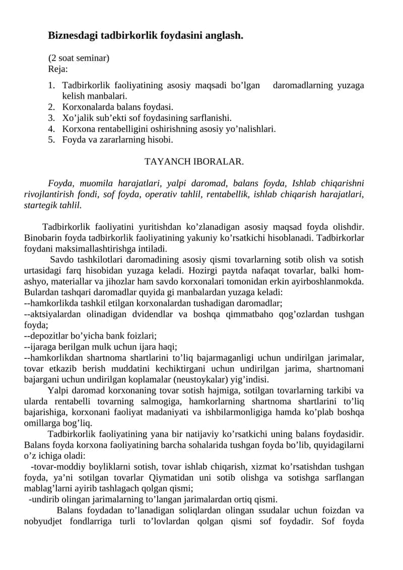 Tadbirkorlik faoliyatini yuritish