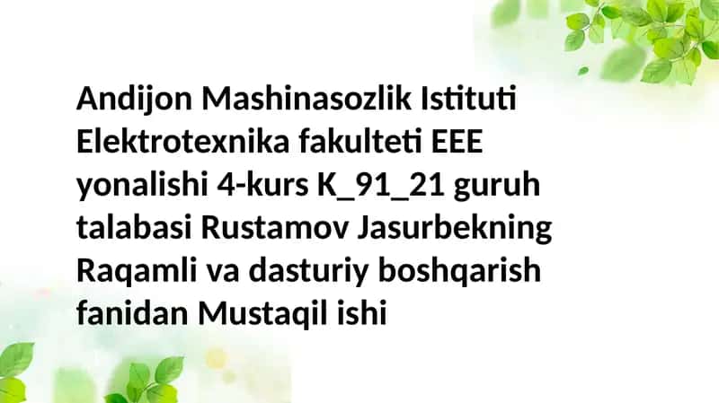 EHMning hisob-grafikli imkoniyatlari: Operatsion tizim va maxsus dasturlash tillari