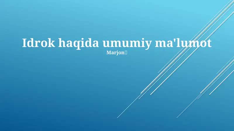 Idrok haqida umumiy ma'lumot