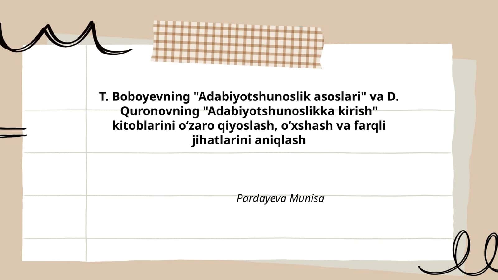 Adabiyotshunoslik asoslari va Adabiyotshunoslikka kirish