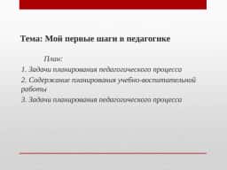 Мой первые шаги в педагогике