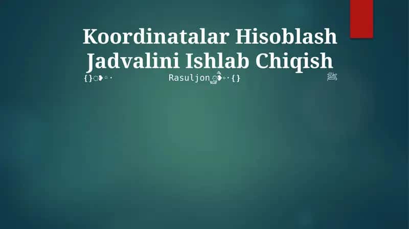 Koordinatalar Hisoblash Jadvali