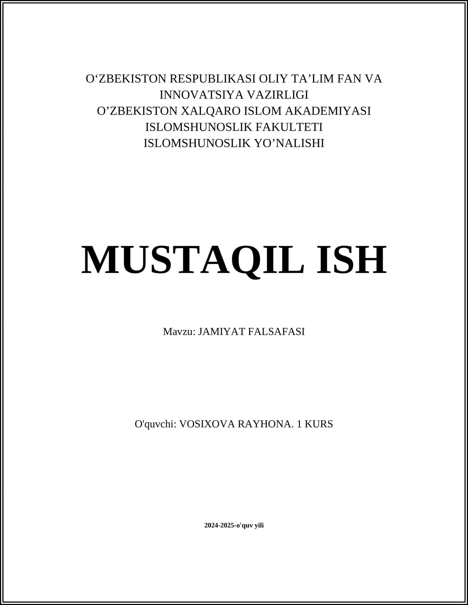 JAMIYAT FALSAFASI