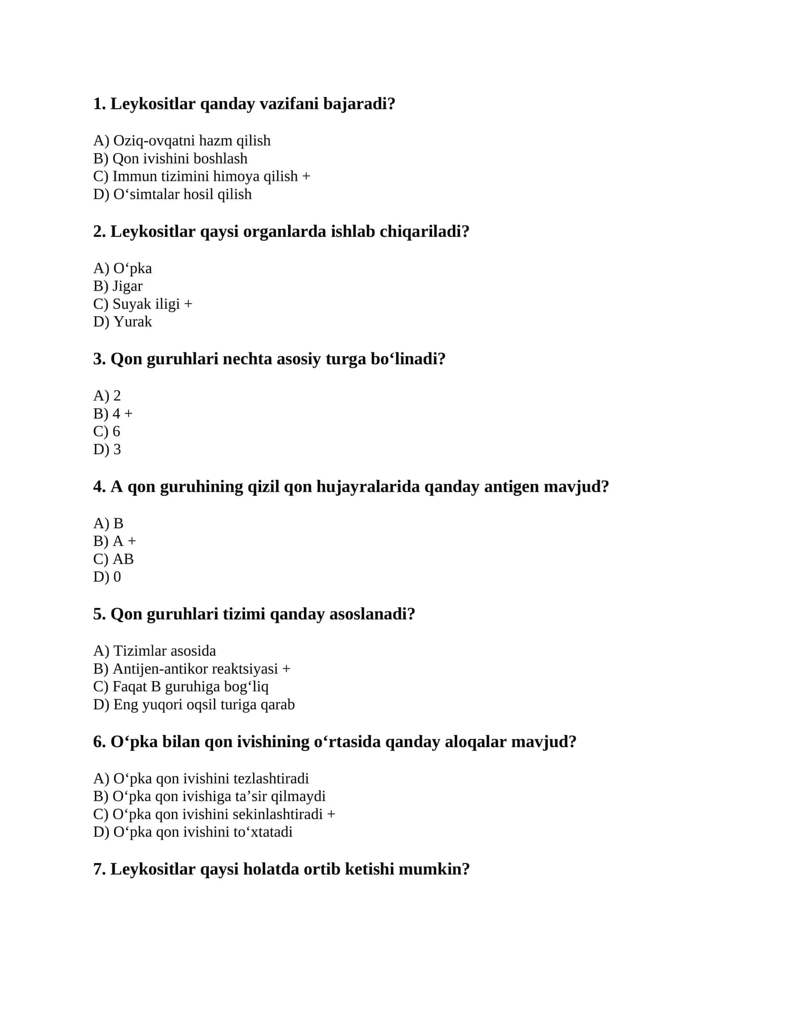 Leykositlar va qon guruhlari