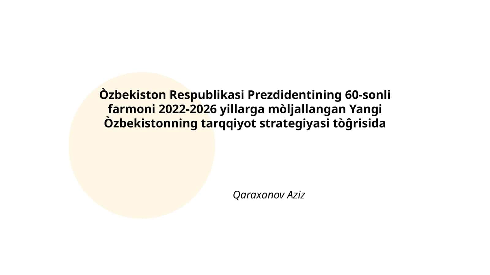 Yangi Òzbekistonning Taraqqiyot Strategiyasi
