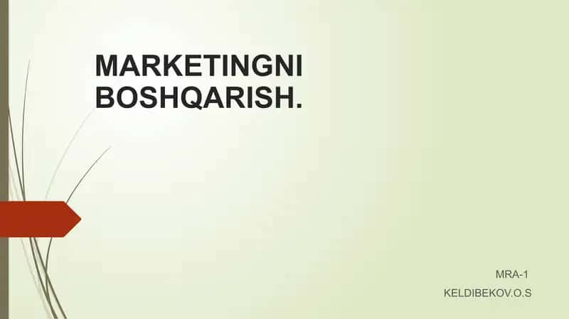 MARKETINGNI BOSHQARISH