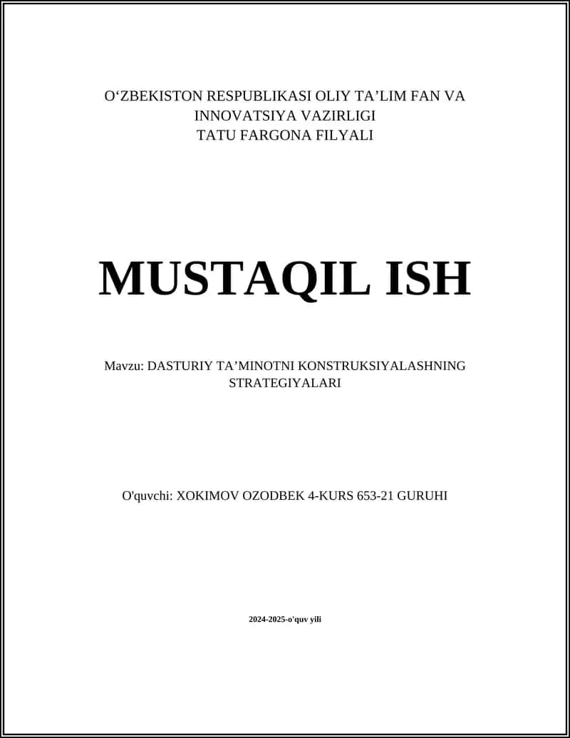 Dasturiy ta'minotni loyihalash asoslari