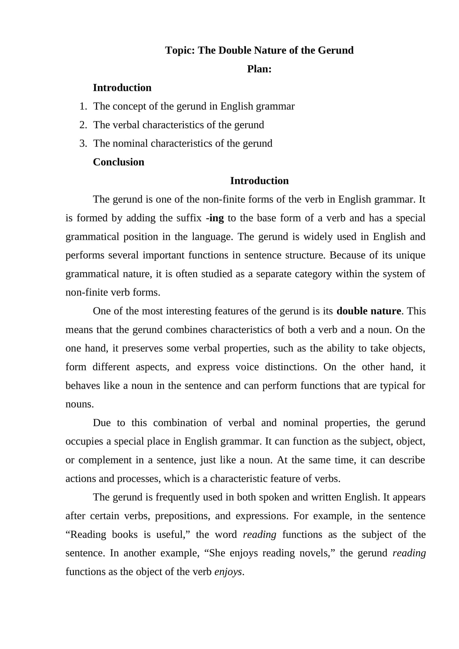 The Double Nature of the Gerund