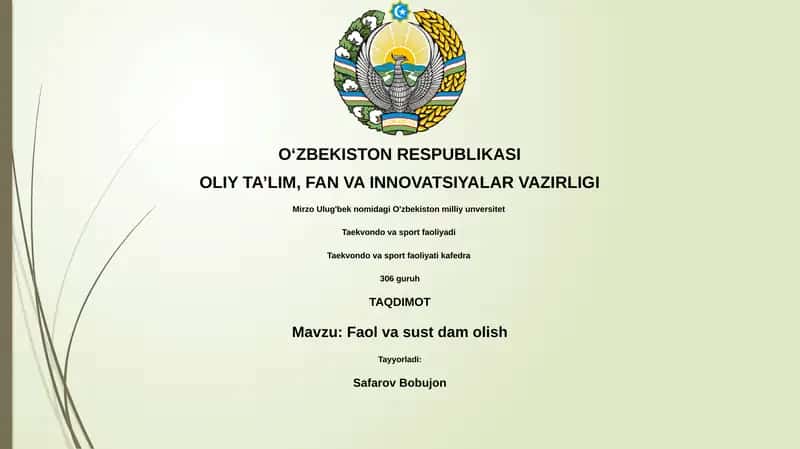 Faol va sust dam olish